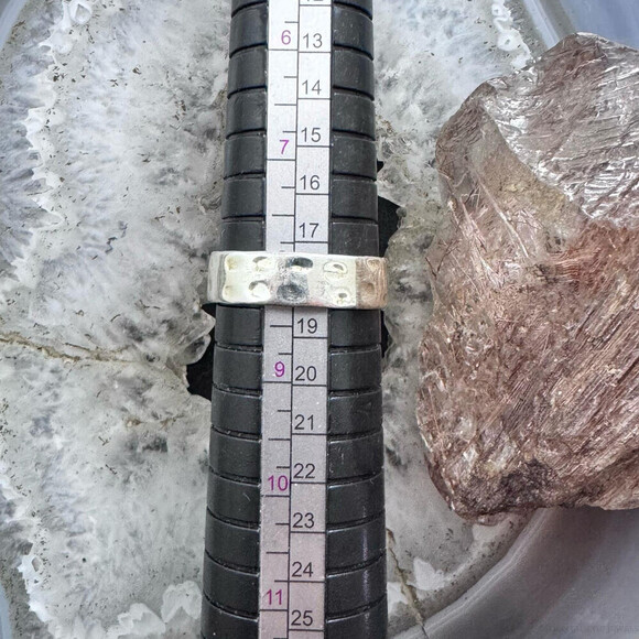 Sterling Southwestern Style Rectangle Neon Apatite Decorated Ring Sz 8 For Women - Picture 10 of 10